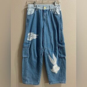 Justice X Looney Tunes Baggy Cargo Jeans Girls 16 Bugs Bunny Lola Tweety Cutesy